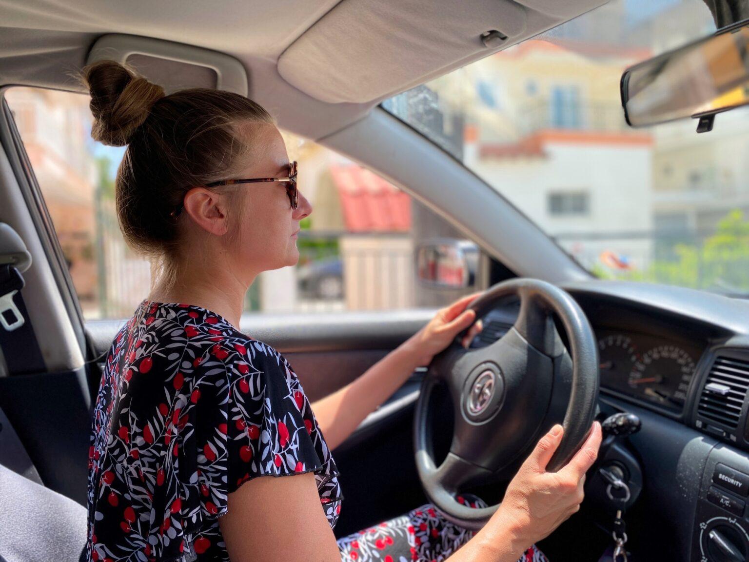 Woman driving car