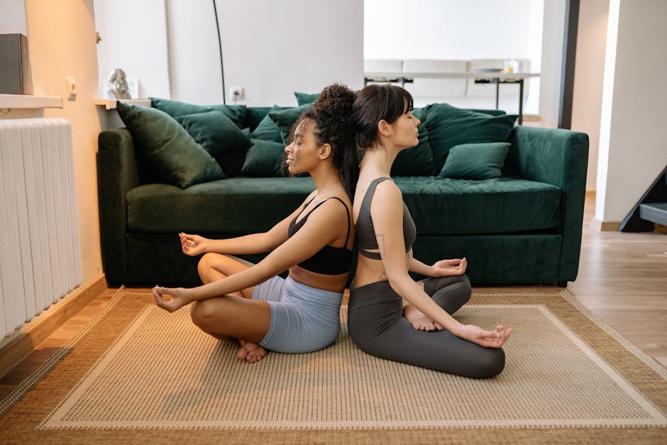 Person meditating in a calm, bright room