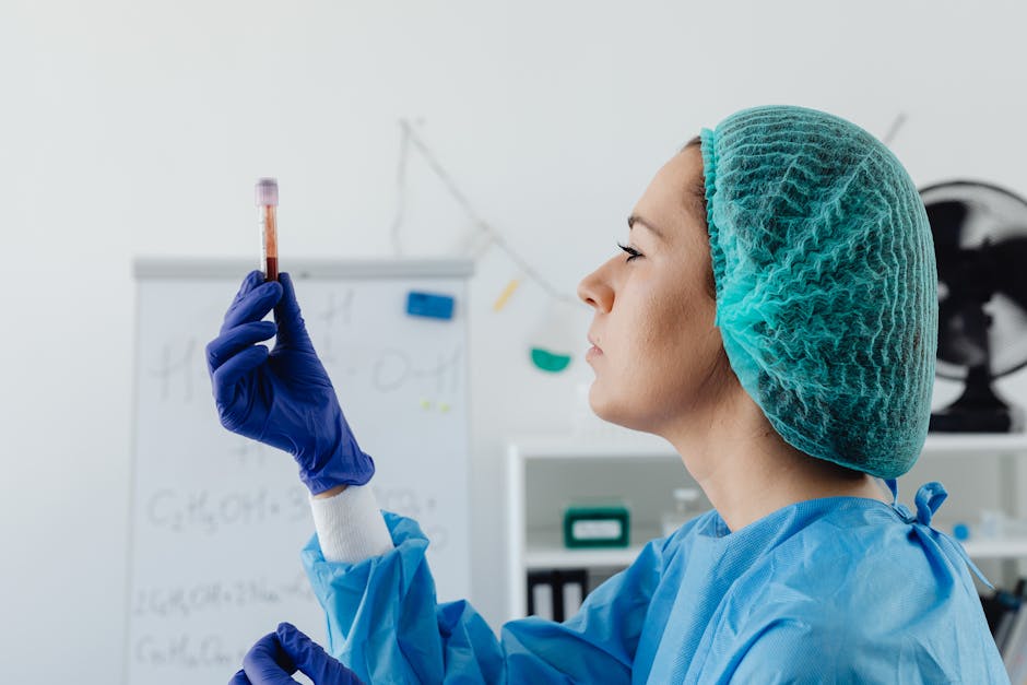 Scientist analyzing blood samples in a laboratory