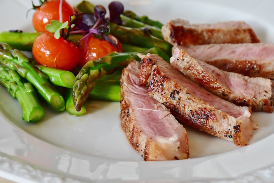 Close-up of a colorful balanced meal on a plate
