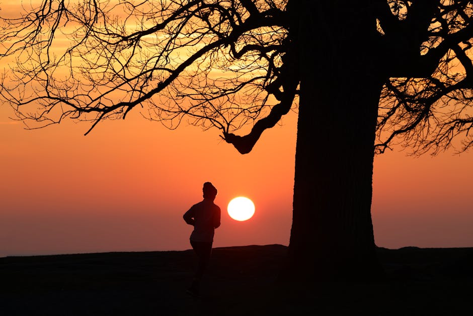 Energetic person outdoors at sunrise representing vitality and courage