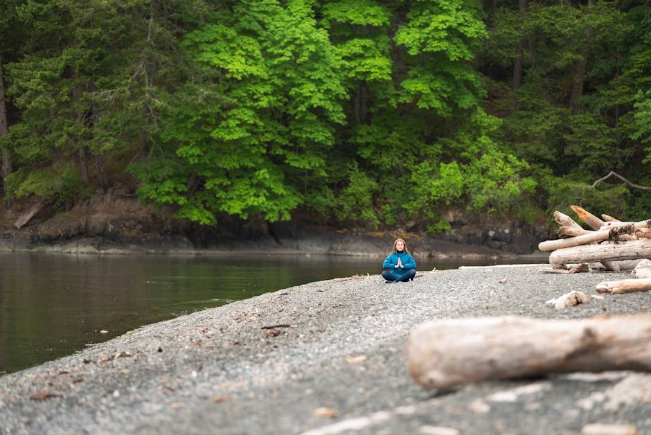 Mindful person observing the present moment outdoors