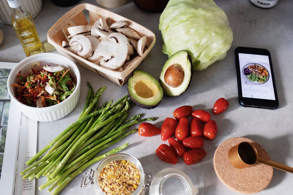 Healthy meal preparation with fresh ingredients in a kitchen
