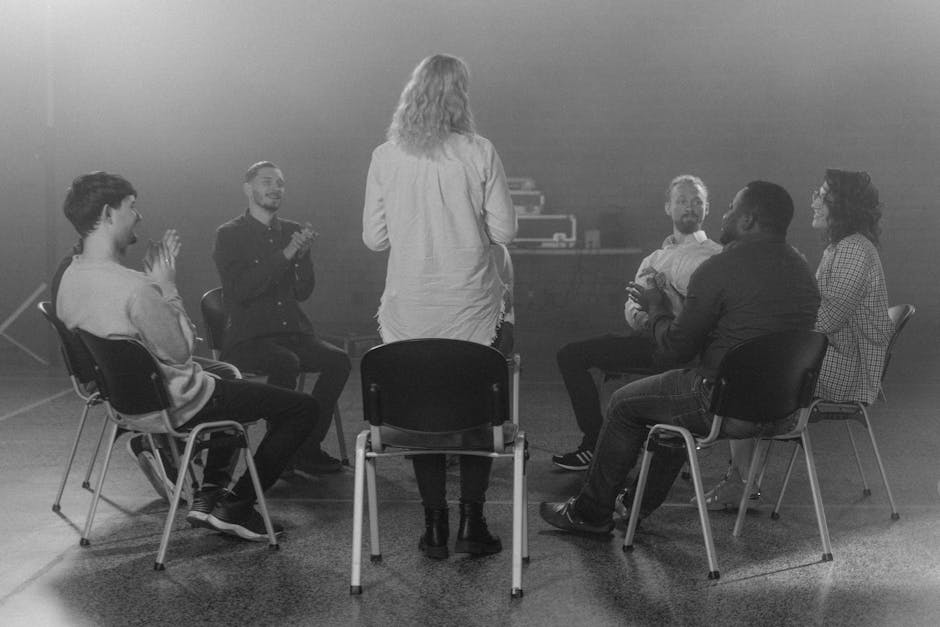 Group mindfulness therapy session with people seated in a circle
