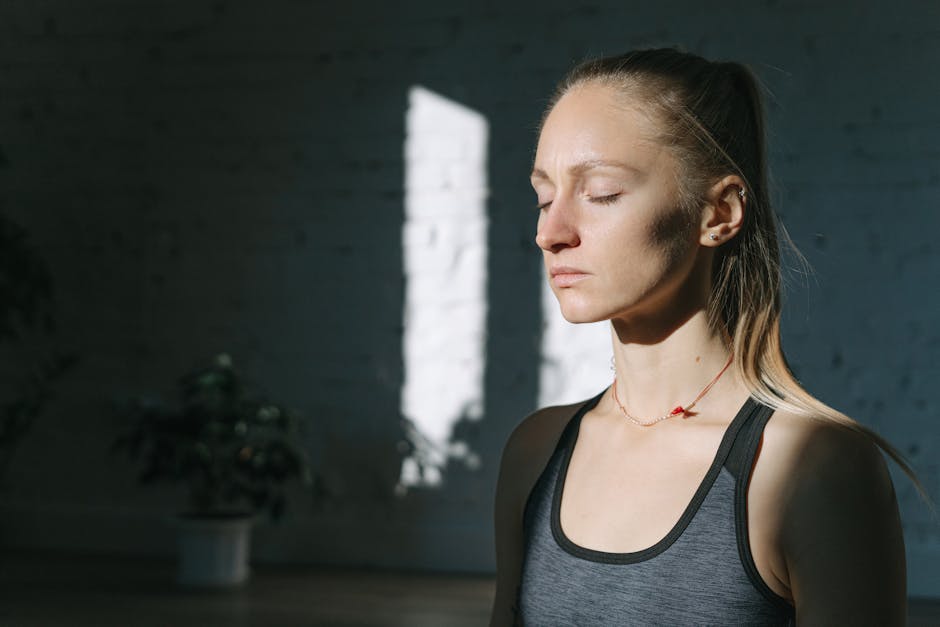 Meditation and brain health concept with serene human profile