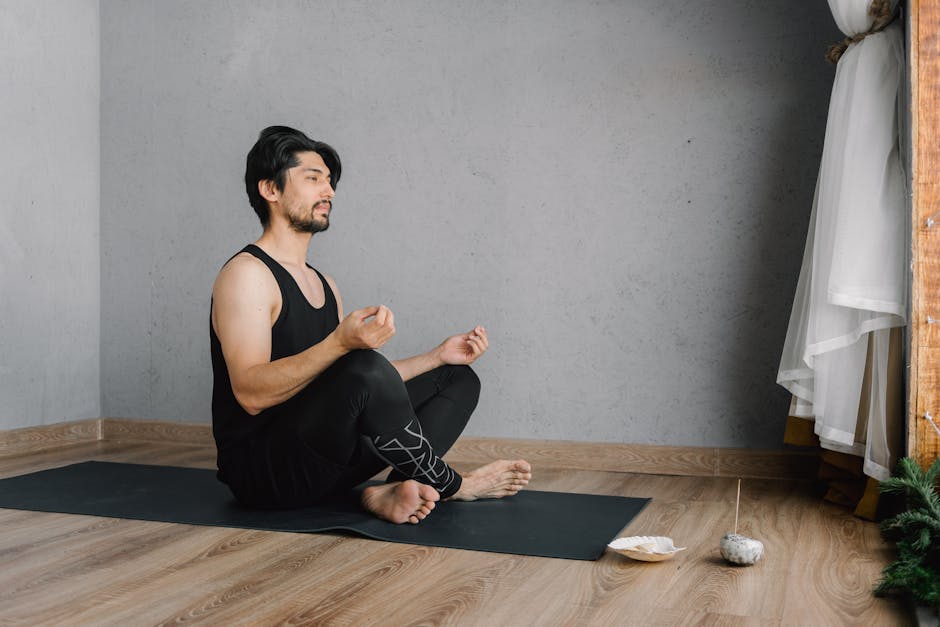 Person meditating in a calm indoor setting
