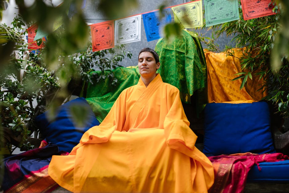 Person meditating in a calm clinical or wellness setting