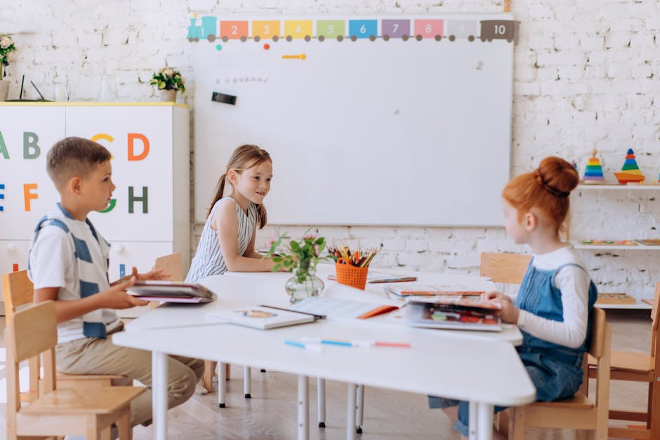 Children practicing mindfulness in a classroom