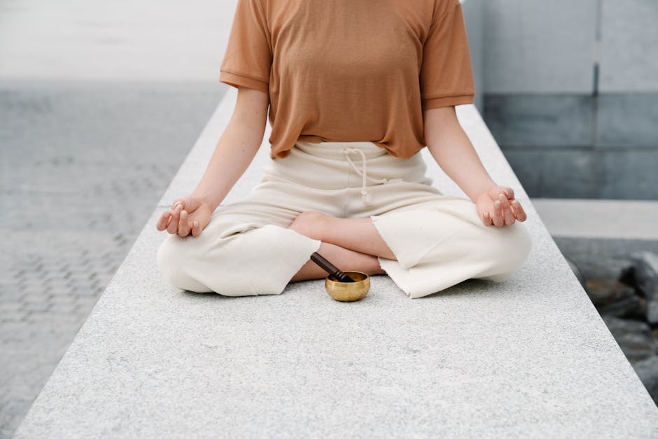 Person meditating before a meal with a calm posture