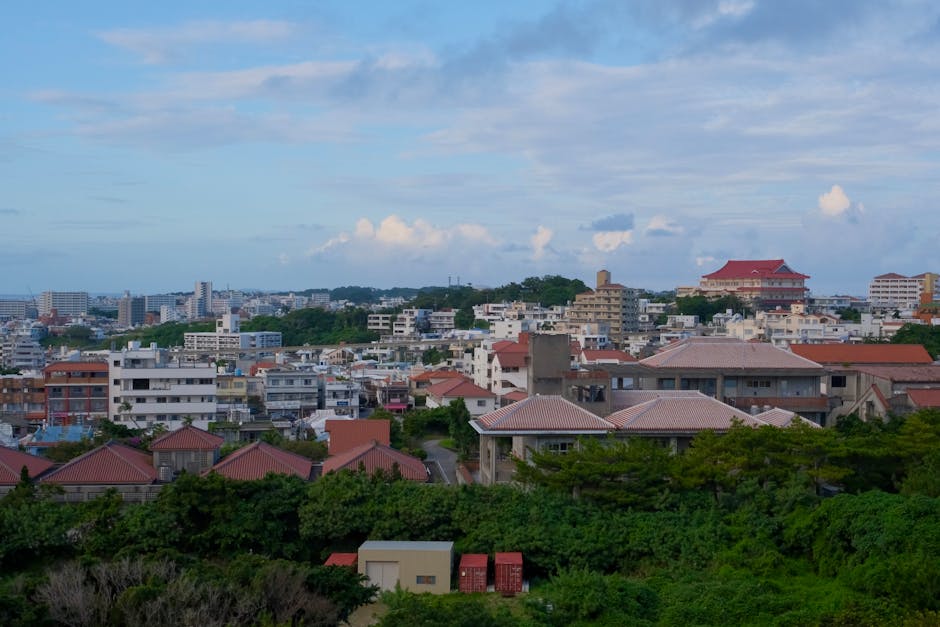 Japanese island landscape with ocean and greenery