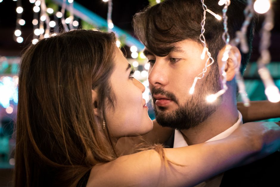 Couple in a warm intimate moment, romantic connection
