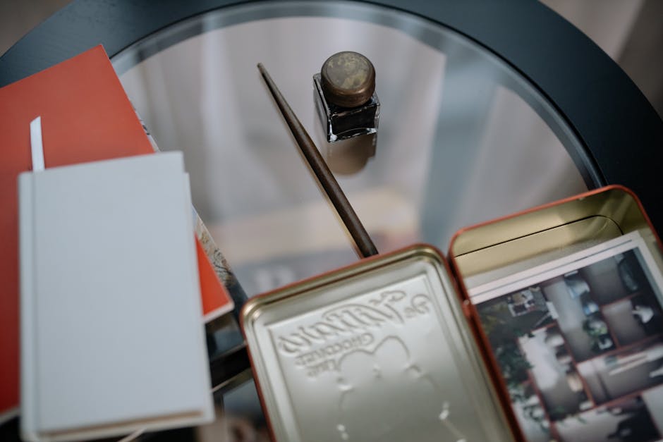 Open notebook with photos and letters for memory collection and life narrative