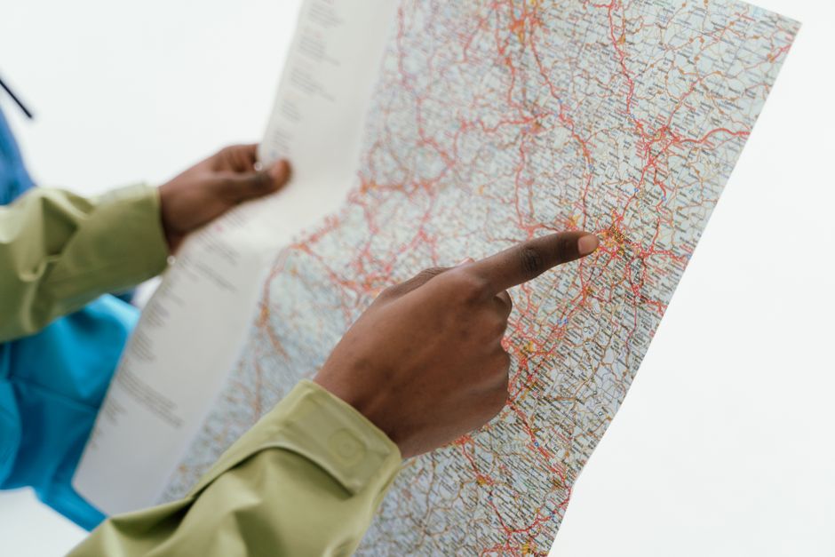 Professional working on a roadmap with alternative paths and milestones