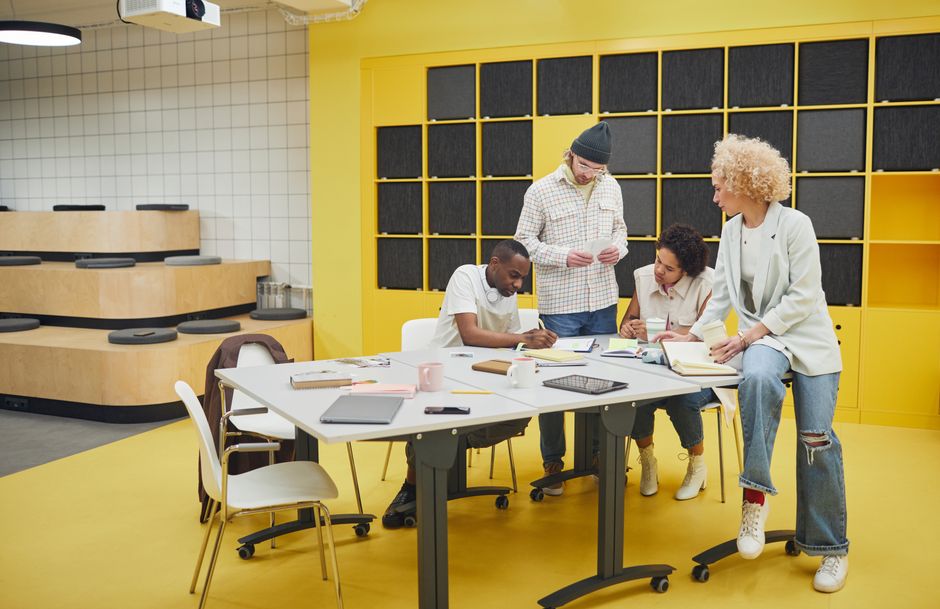 Team collaboration in a modern office meeting