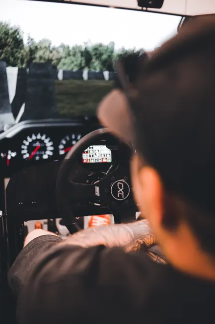 Experience the thrill of racing with this lifelike driving simulator setup.
